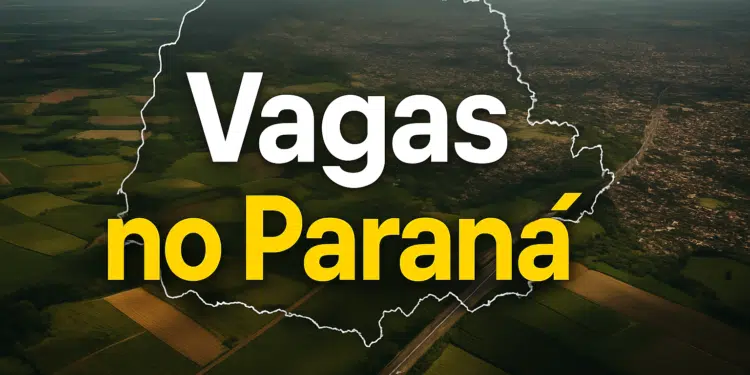 Mapa do Paraná com texto vagas no Paraná.